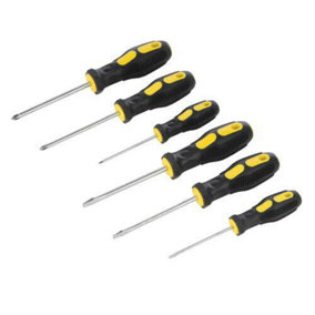 6 Piece Assorted Screwdriver Set Slotted 3mm 6mm Phillips Philips Numbers 0 1 2