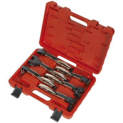 6 Piece Axial Locking Grip Pliers Set - Liner Jaw Action - Thumb Release - Case