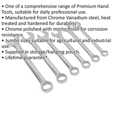 6-Piece Extra Large Combination Spanner Set - 34mm to 50mm for ...