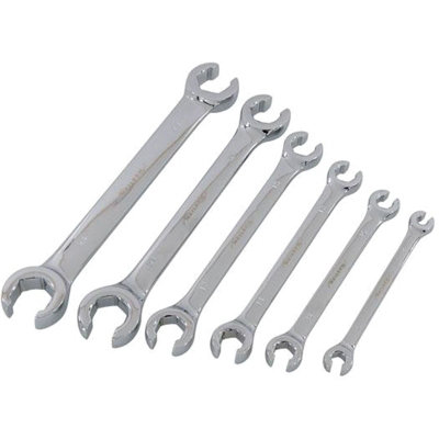 Laser 8874 6-Piece Ratcheting Flare Nut Crows Foot Wrench Set – 10-19mm, 3/8" Drive, Spring-Loaded Quick Snap For Brake Pipes & Hydraulic Lines