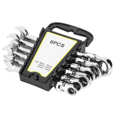 6-Piece Flexible Multi-Functional Ratchet Combination Wrench Set (8-17mm) for Repairs