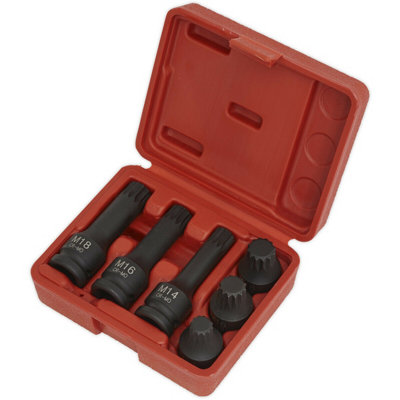 6-Piece Impact Spline Socket Bit Set for Steering and Suspension Repairs