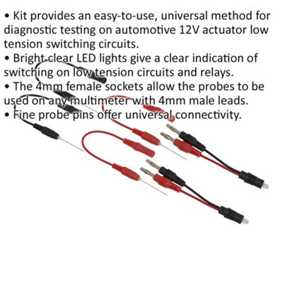 6 Piece Noid Light Test Lead Set for Automotive Diagnostic Testing with LED Indicators