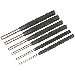 6 Piece Parallel Pin Punch Set - Knurled Barrel Grip - 150mm - Chromed Steel