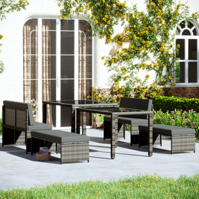 Rattan garden deals furniture 6 piece