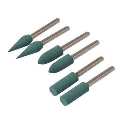 6 Piece Rubber Polishing Tips Set 5 Tips & 1 x 3.1mm Diameter Mandrel