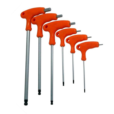 6 piece T handle hex key set, ball end long metric allen keys 2 to 8mm