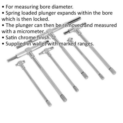 6 Piece Telescopic Bore Gauge Set - Diameter Measurement - Spring ...