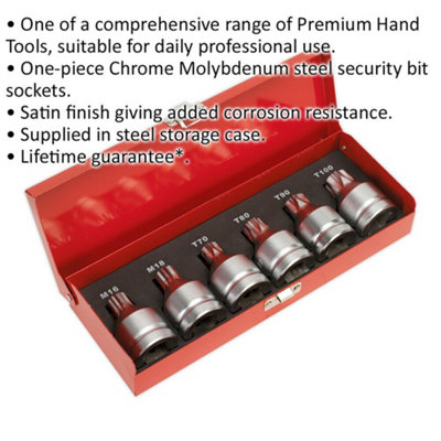 6-Piece TRX Security & Spline Socket Bit Set with Case - 3/4" Drive M18 T100