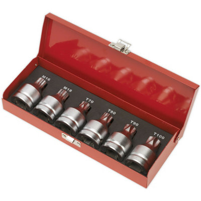 6-Piece TRX Security & Spline Socket Bit Set with Case - 3/4" Drive M18 T100