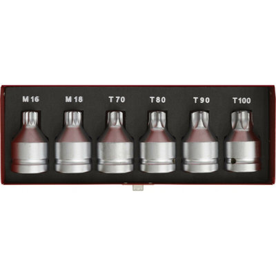 6-Piece TRX Security & Spline Socket Bit Set with Case - 3/4" Drive M18 T100