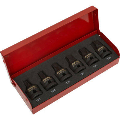 6 Piece TRX-Star Impact Socket Bit Set - Durable Chromoly Steel - 1/2" Drive