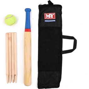 6 Piece Wooden Rounders Set & Carry Bag Outdoor Games