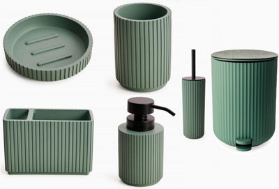 6 Pieces Textured Edge Bathroom Accessories Organiser Set - Green Price Comparisons | Compare The Build