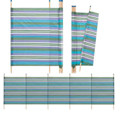 6 Pole Wooden Windbreak Beach Camping Windbreaker Sun Wind Shelter Striped 5ft High X 12ft Long Green DIY at B Q