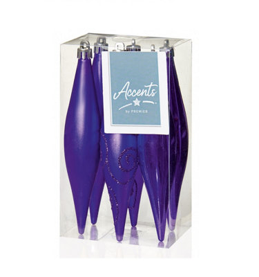 6 Purple Teardrop Christmas Tree Baubles Elegant Tree Decoration Ornaments 15cm Price Comparisons | Compare The Build