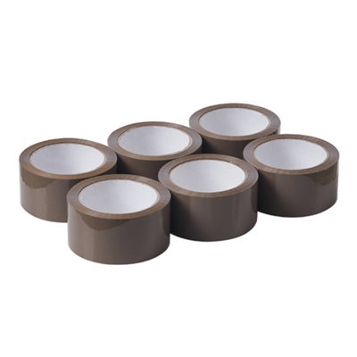 6 Rolls General Purpose Packing Parcel Tape - Brown 50mm x 60m