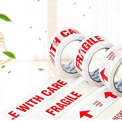 6 Rolls General Purpose Packing Parcel Tape, Caution Tape Fragile Printed 50mm x 60m