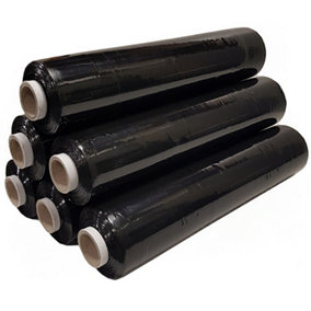 6 Rolls Of Black 400mm Standard Core Tear Resistant Pallet Shrink Wrap Rolls