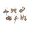 6 Rose Gold Christmas Tree Decorations Glitter Vintage Bow Bicycle Ballerina