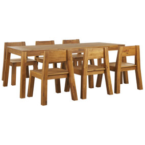 6 Seater Acacia Wood Garden Dining Set Table and Chairs LIVORNO