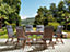6 Seater Acacia Wood Garden Dining Set with Grey Cushions AMANTEA