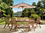 6 Seater Acacia Wood Garden Dining Set with Sand Beige Parasol AMANTEA