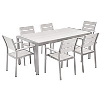 6 Seater Aluminium Garden Dining Set White VERNIO