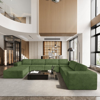 6 Seater Corner Couch Corduroy Modular Sofa