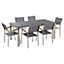 6 Seater Garden Dining Set Black Granite Top with Grey Chairs GROSSETO