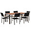 6 Seater Garden Dining Set Eucalyptus Wood Top with Black Chairs GROSSETO