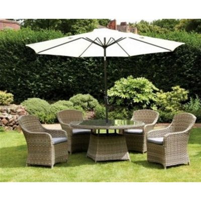 6 Seater Garden Furniture Set - 7 Piece - Deluxe Rattan Round Imperial ...