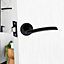 6 Set Indiana Design Door Handle On Round Rose Latch Door Handles with 2.5" Tubular Latch Matt Black Finish - GG