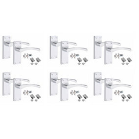 6 Set Victorian Scroll Astrid Door Sets with 3" HInges & Latch 120 x 40mm Polished Chrome