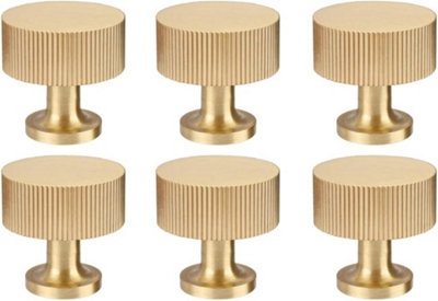 6 Solid Brass Cabinet Knobs & Pulls Gold Knobs for Cupboards, Drawers ...