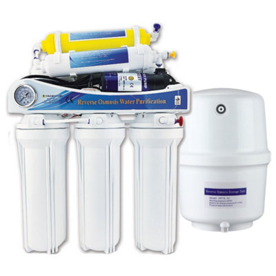 6 Stage Reverse Osmosis 50GPD System with Diaphragm Booster Pump - Domestic Under Sink RO Water Filter System by Finerfilters