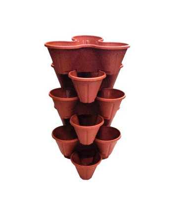 Shop 6 Terracotta Strawberry Trio Planter Flower Pot Stackable Plastic ...