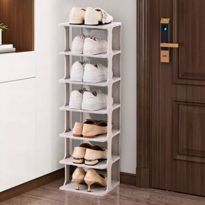 6-Tier 6-Pair Off-White Stackable Plastic Shoe Rack Shoe Storage