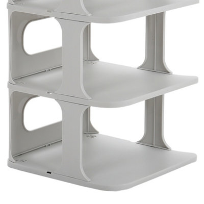 6-Tier 6-Pair Off-White Stackable Plastic Shoe Rack Shoe Storage ...