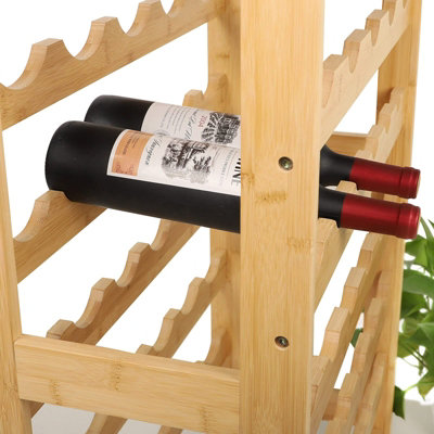 6 Tier Bamboo Wine Rack with Drawer - 35 Bottles