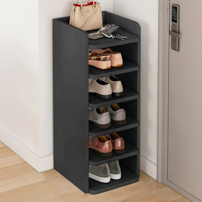 6-Tier Black Narrow Tall Freestanding Shoes Rack for Entryway