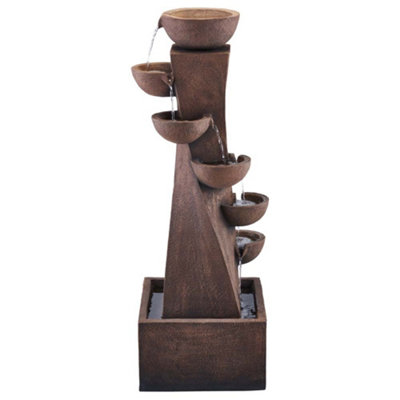 6-Tier Bowl Tower Water Feature, Self Contained for Garden, Decking & Patio, Outdoor, Weatherproof (Height-107.5cm)