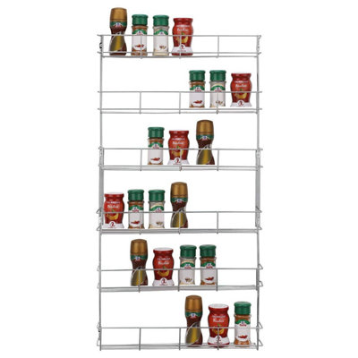 6 Tier Chrome Spice Herb Jar Rack Holder - Kitchen Door Cupboard ...