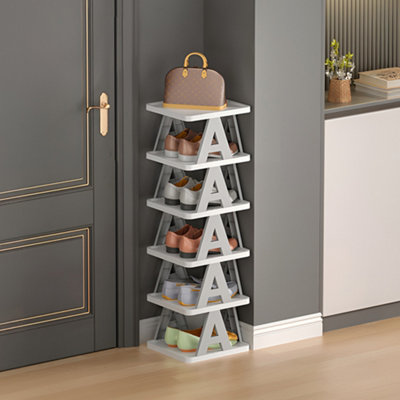 6-Tier Foldable Shoe Rack Plastic Shoe Rack in Grey for Home