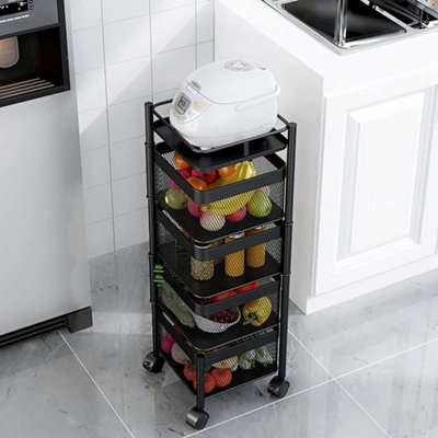 6 Tier Kitchen Rotating Storage Trolley Cart Utility Vegetable Mobile ...
