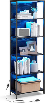 6-Tier LED Bookcase, Bookshelf with Dimmable Lights, Storage Shelf with ...