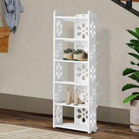 6-Tier Plastic Freestanding Open Shoes Rack for Entryway, White