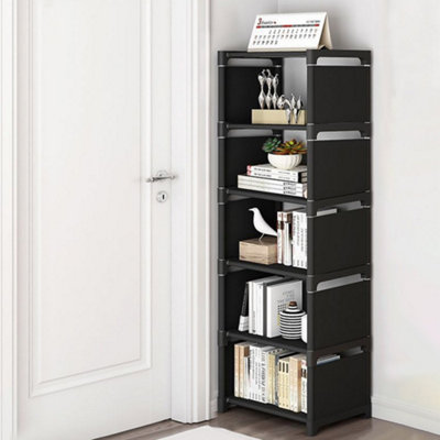 6-Tier Plastic Shoe Rack Freestanding Adjustable Shoe Storage Rack Black