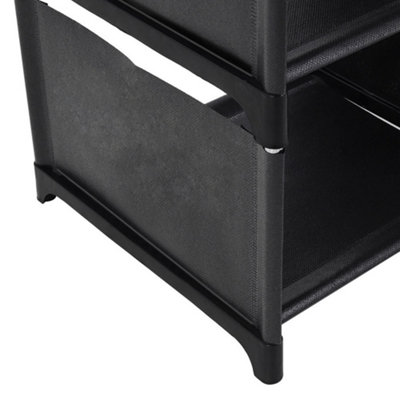 6-Tier Plastic Shoe Rack Freestanding Adjustable Shoe Storage Rack Black