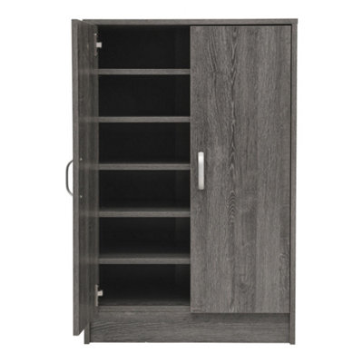 6 Tier Shoe Storage Cabinet with 2 Doors Wooden Shoe Storage Organizer for Entryway Hallway